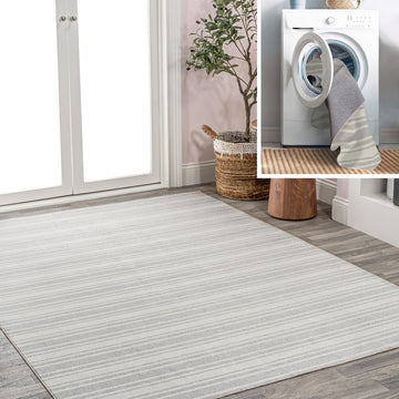 Fawning Two-tone Striped Classic Low-pile Machine-washable Area Rug